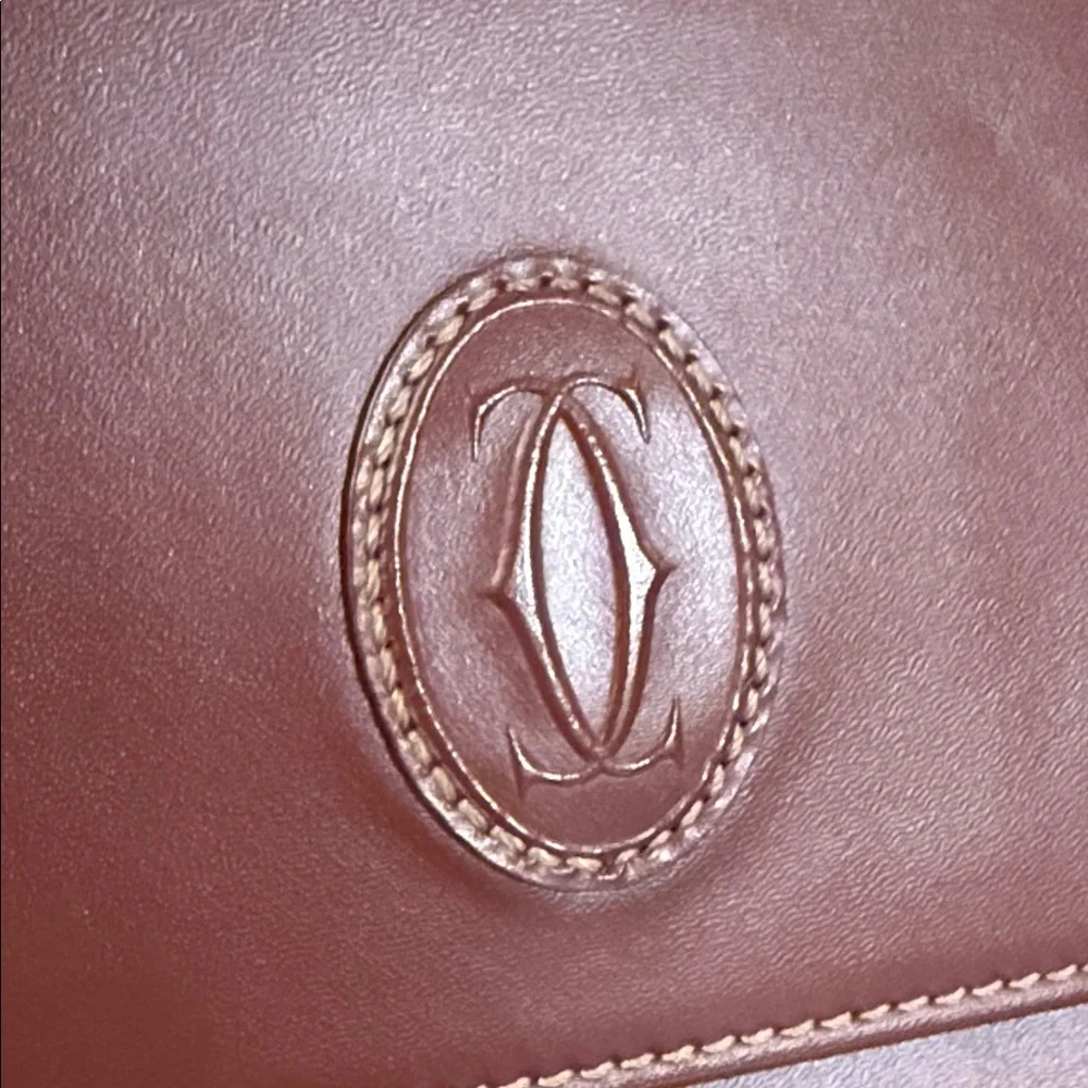 Cartier Burgundy Leather Clutch with After Market Gold Chain and Original Card - Picture 11 of 11